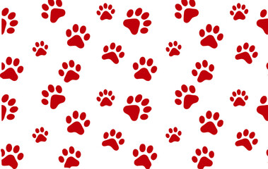 Red Paw Print Pattern on White Background
