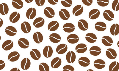 Seamless Pattern of Brown Coffee Beans on a White Background