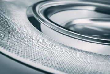 Macro shot of MRI machine surface with clean smooth texture, abstract medical detail.