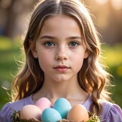 Girl with Easter eggs