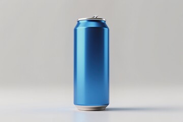 A sleek and stylish blue beverage can stands out prominently against a simple and minimalist backdrop