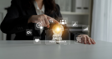Digital sales performance dashboard showing sales performance metrics, performance trends, sales performance analytics, and sales improvement in business context. Spline