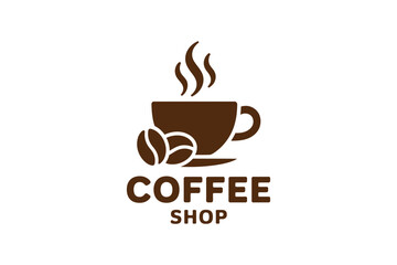 Obraz premium Find the best coffee shop logo design for your business with coffee beans and steaming cup icon