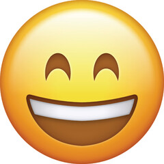 Flat Vector Icon of Smiling Face with Closed Eyes Emoji for Happiness, Positivity, Friendship, and Joyful Emotional Expression