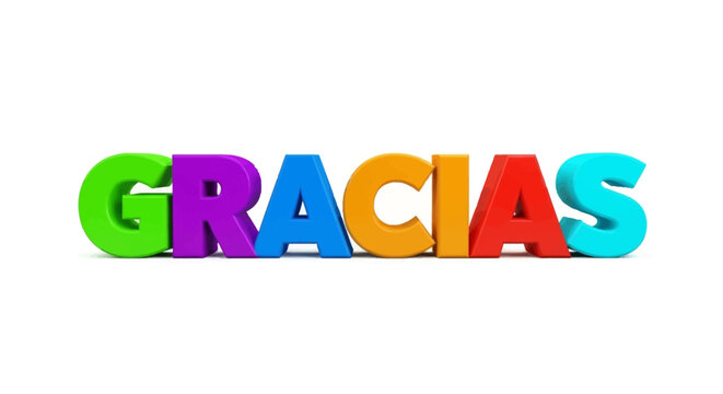 Colorful 3D Letters Forming the Word Gracias Thank You Message Illustration