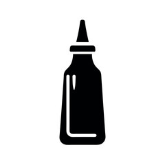 Ketchup Bottle Black Silhouette Vector Illustration