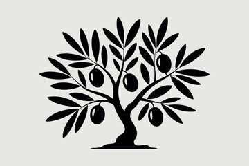Fototapeta premium Olive tree vector illustration design, mediterranean plant with olives, black and white art