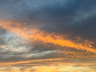 beautiful orange cloudy sky natural background