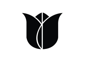 Vector art of black tulip flower icon