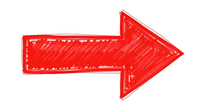 A Vibrant Red Arrow Pointing Towards the Right Created with a Hand Drawn Sketch Style Indicating Directional Movement and Guidance