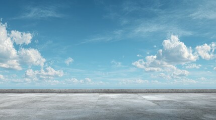 Tranquil Horizon: Soft Blue Sky with Gentle Cloudscape Over an Empty Concrete Landscape