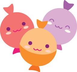 Cartoon candy with smiling faces