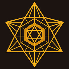 geometric mandala with triangular golden patterns