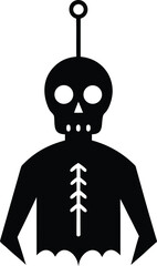 silhouette vector of a hanging skeleton