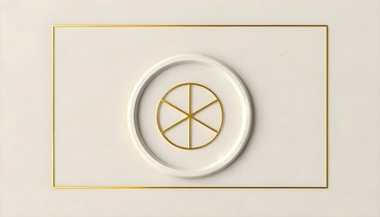 White plate with a gold peace sign on its surface presented as decorative symbolic object representing harmony, unity, and cultural expression