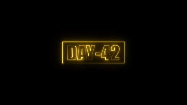 yellow Neon Day 42 Text Animation in Can Lights on Black Background