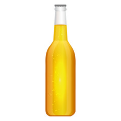 Orange juice bottle mockup with realistic lighting and clean reflections.