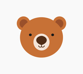 Teddy bear face. Cute animal head icon. Vector illustration.
