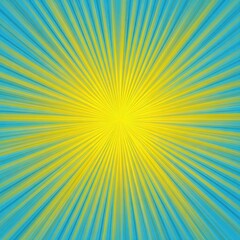 Obraz premium Vibrant Cyan and Yellow Starburst Background with Dynamic Ray Patterns
