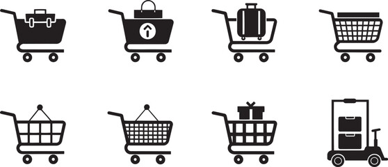  Minimal Shop and Cart Icon Set Vector