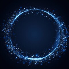 Obraz premium Shiny Circular Element on Deep Blue Background - Modern Design with Bright Lights and Abstract Art