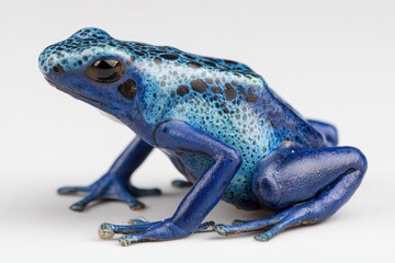 Naklejka premium Vibrant Blue Poison Dart Frog: An Exotic Amphibian Close-Up in the Lush Amazon Rainforest