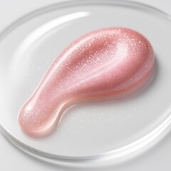 Close-up of a Sparkling Pink Gel Swatch on a Clear Petri Dish