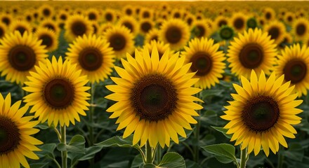 Vast Field of Sunflowers Under the Warm Summer Sun