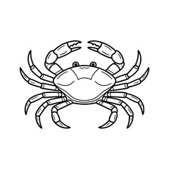 Detailed line drawing of a crab with many legs and claws