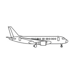 Simple line drawing of a passenger jet airplane
