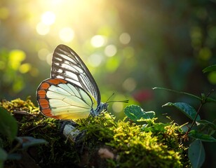 Butterfly in mossy forest
