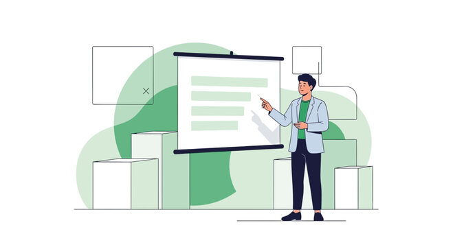 Presenting Information: A Smart Professional Discussing and Demonstrating a Presentation