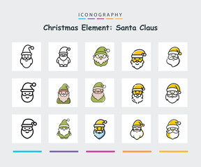 Santa Claus icon set Christmas holiday cartoon festive vector illustrations pack