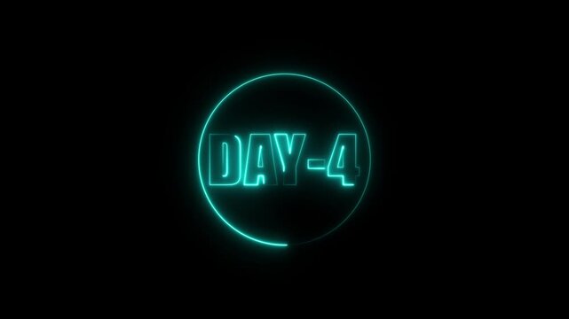  Neon Day 4 Text Animation in Can Lights on Black Background