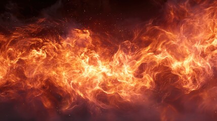 Experience the raw power of a stunning fiery blaze, showcasing vibrant orange and red flames with sparkling embers on a dark background.