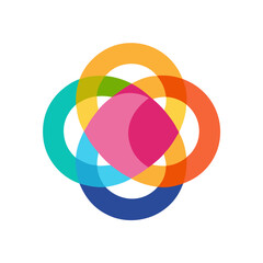 Obraz premium Colorful Overlapping Circles Logo Geometric Style