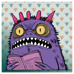 Doddle halloween monster reading a newspaper