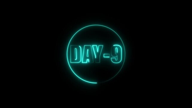  Neon Day 9 Text Animation in Can Lights on Black Background