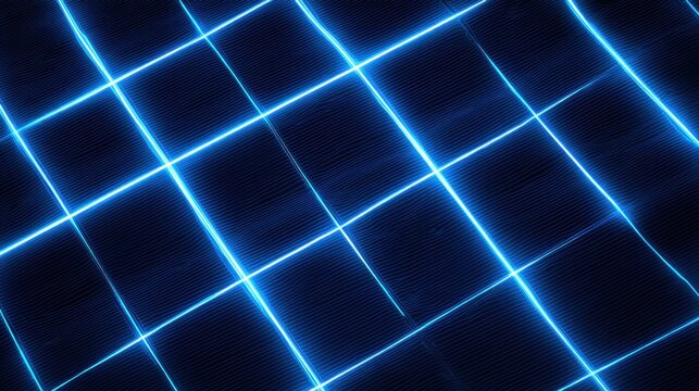 Dynamic blue grid background with glowing neon lines for modern tech design projects and futuristic presentation backdrops offering sleek technological aesthetic