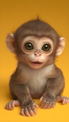 Cute playful monkey on colorful background, flat illustration