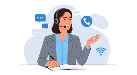 Smiling Helpline Attendant: Offering Support, Information, And Customer Service Solutions Presented