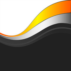 Vector background with orange and yellow and silver curve line on white and black space for text and message modern artwork design