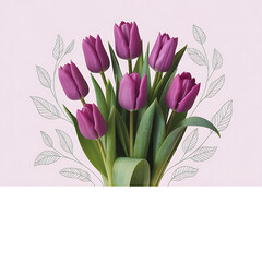 Purple Tulip Bouquet Beauty Serenity Elegance Freshness Delight, Gentle Floral Harmony Artistic Expression