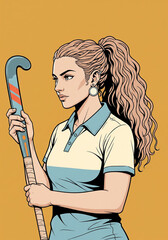 illustration of a woman with a hockey stick