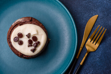 Cinnamon roll, a sweet bun with citrus, cherries, and chocolate, a Danish dessert with cream