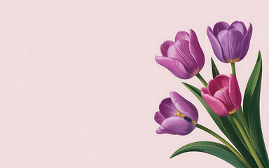Elegant Tulip Bouquet with Pink Backdrop A Celebration of Spring and Floral Beauty in Digital Painting