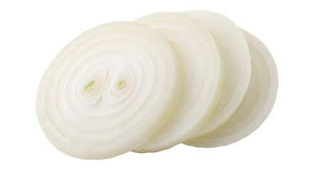 Fresh Sliced White Onion Rings Isolated on White Background