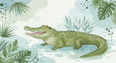 Majestic Crocodile in the Jungle