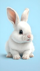 Fototapeta premium Adorable bunny on pastel background, flat cartoon