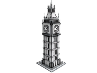 Detailed sketch of big ben clock tower isolated on transparent background